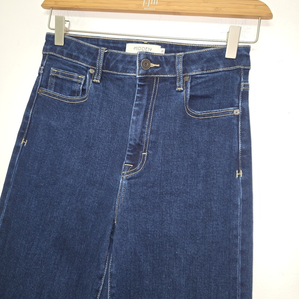 Hidden Happi Jeans Women's Dark Wash Size 27 High Rise Comfort Wide Leg Stretch - Picture 5 of 10